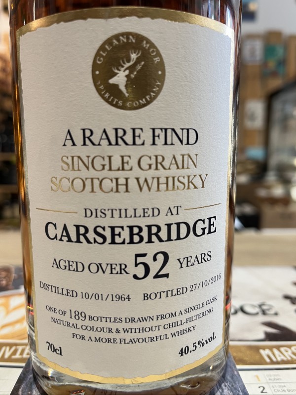 Carsebridge 52 years Whisky single grain distillé en 1964 mise 2016  40.5°